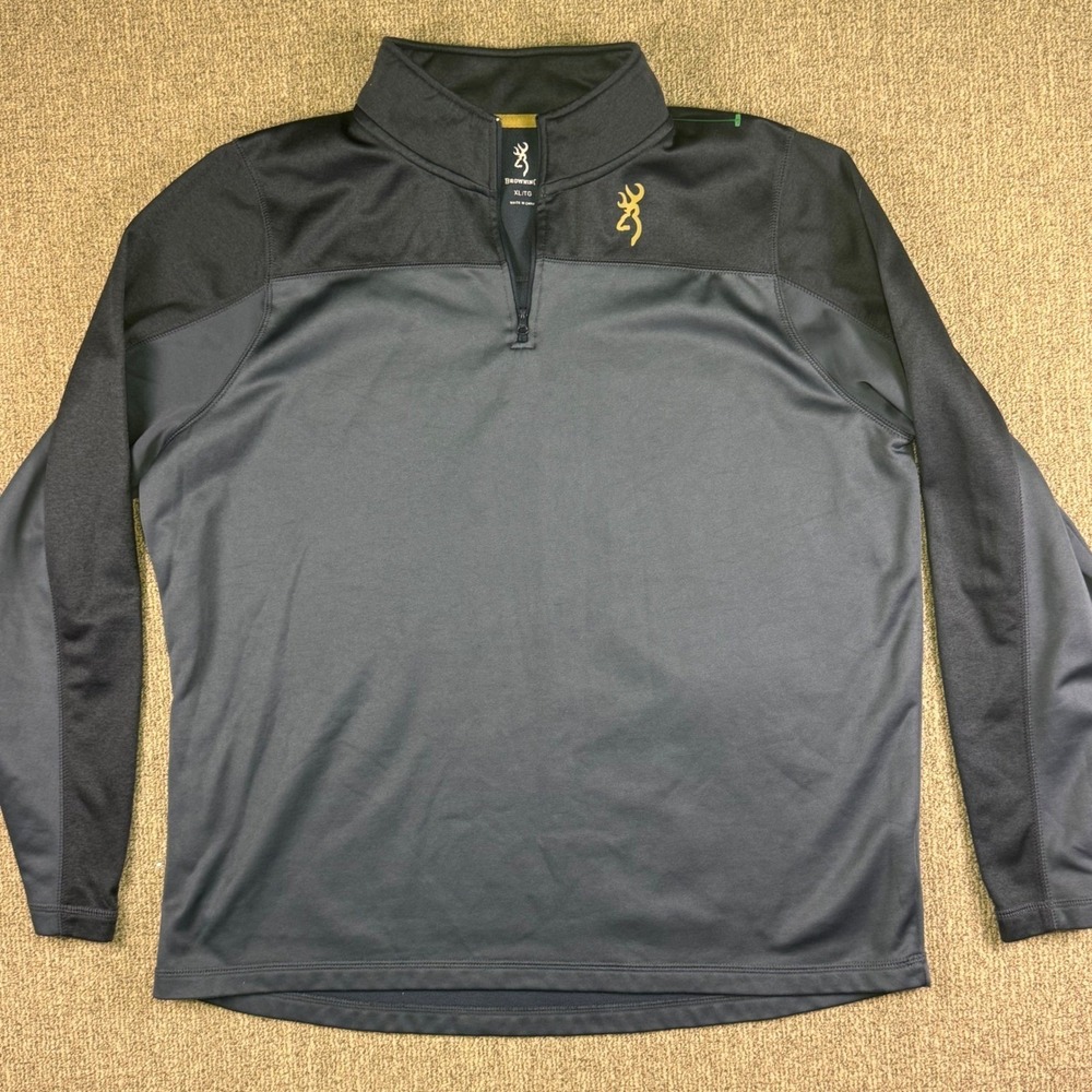 Browning Men's XL Blue Gray Performance Fleece Quarter Zip Pullover Hunting